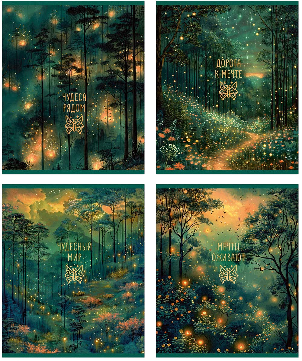 Тетрадь 48л. кл. "magic forest" (полином) б/б,лак,асс-т