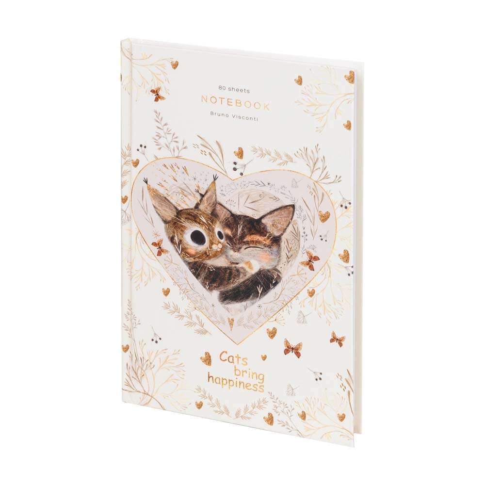 Книжка записная а5 тв.обл. 80л. кл. "love me. котики приносят счастье" (bruno visconti) мат.лам.