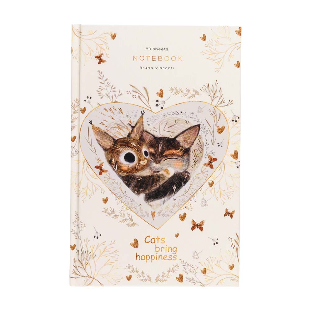 Книжка записная а5 тв.обл. 80л. кл. "love me. котики приносят счастье" (bruno visconti) мат.лам.