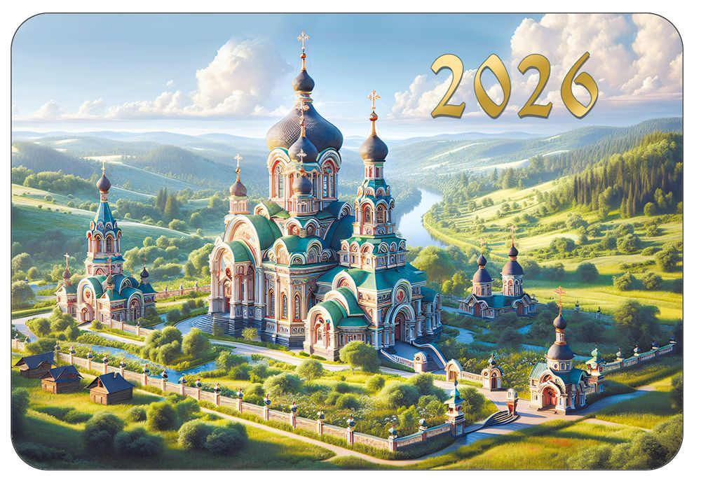 Календарь карманный 2026 иконы "храм с пейзажем"