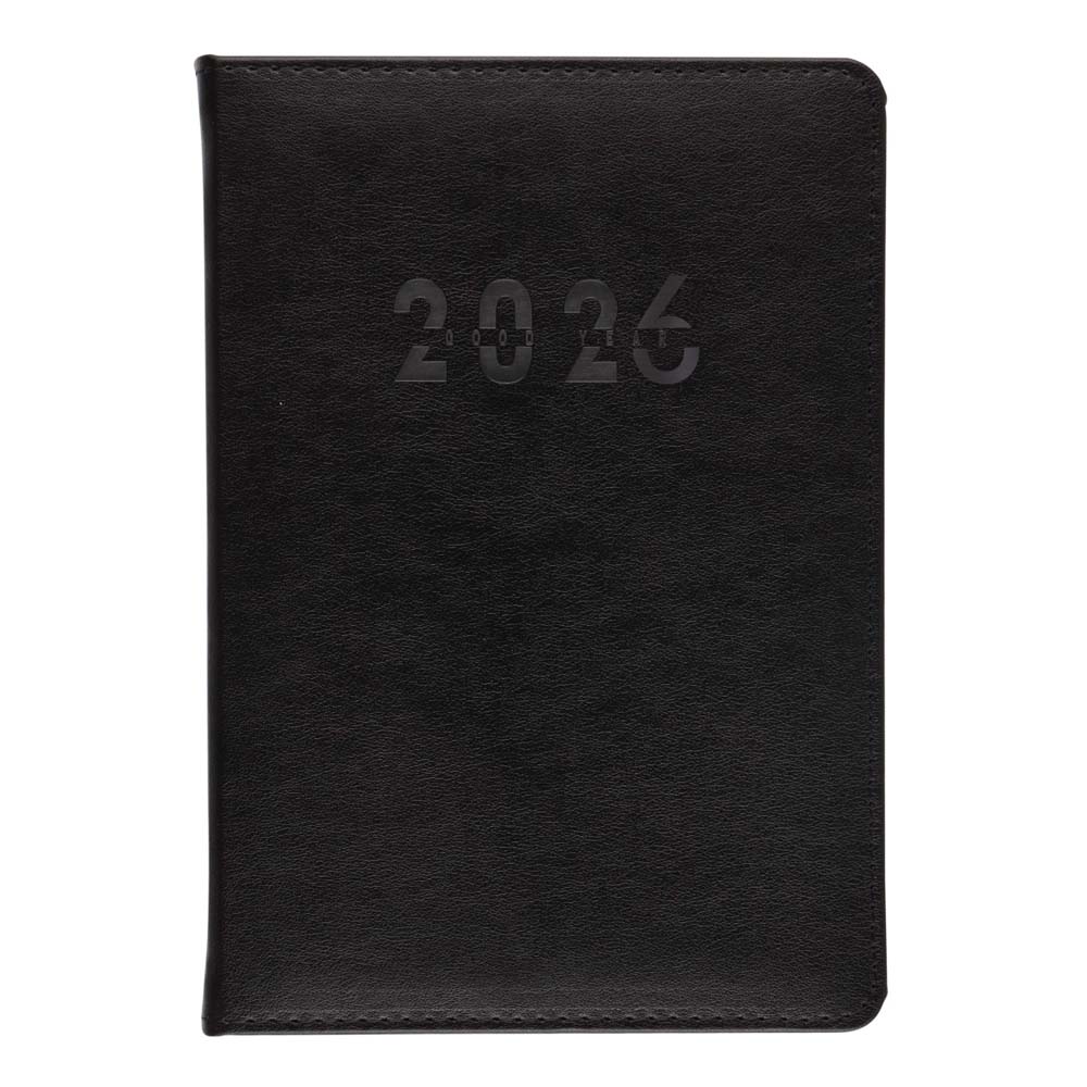 Ежедневник 2026 а5 fiorenzo "basic" чёрный с золотым срезом,тонир.блок,кож.зам.
