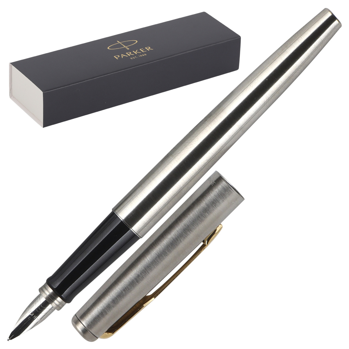 Ручка перьевая "parker jotter stainiess" нерж.сталь синий