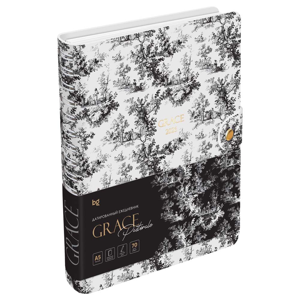 Ежедневник 2026 а5 bg "grace. pastorale" на гребне,кож. зам