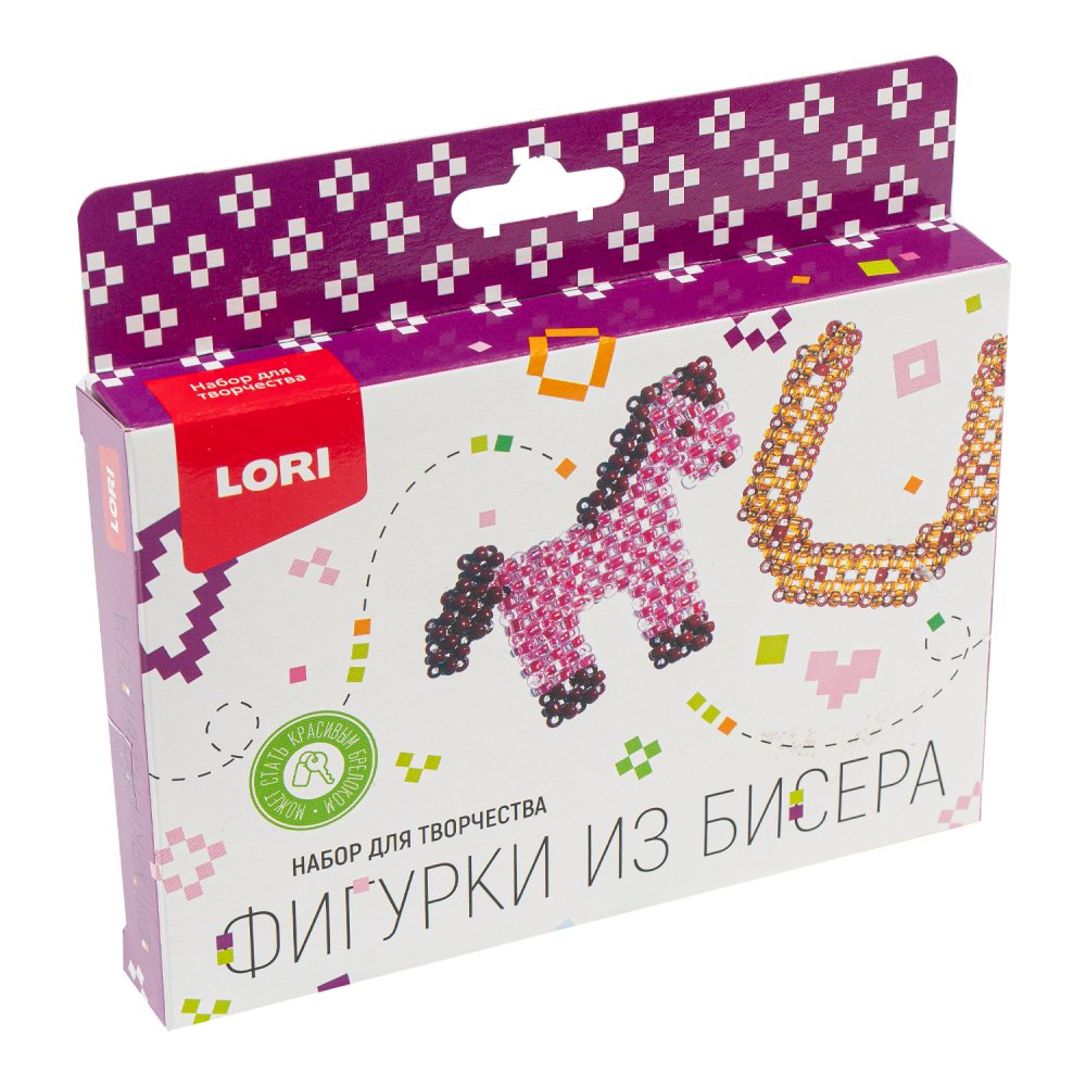 Набор д/творч. фигурки из бисера. брелоки "лошадка, подкова"