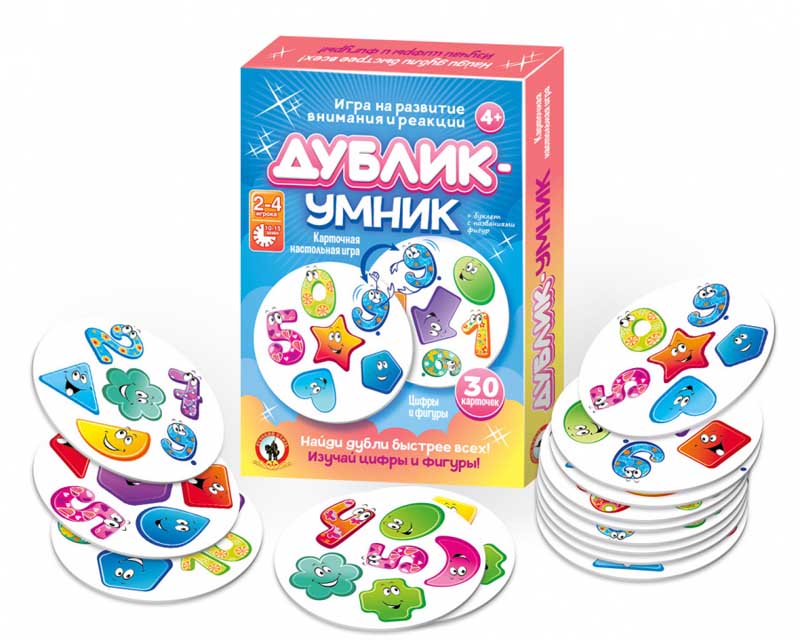 Игра дублик-умник "цифры и фигуры" 30 карточек