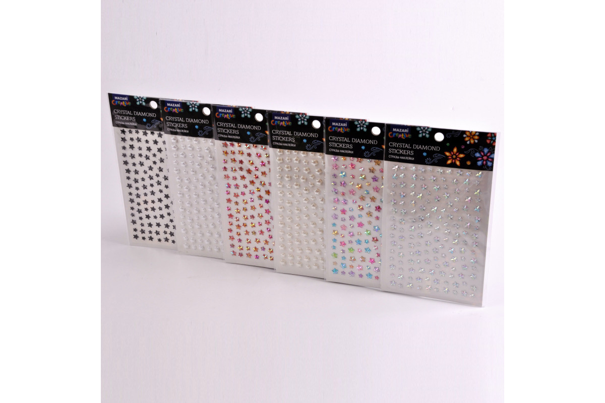 Наклейки стразы 11х16,5см "звездочки" асс-т