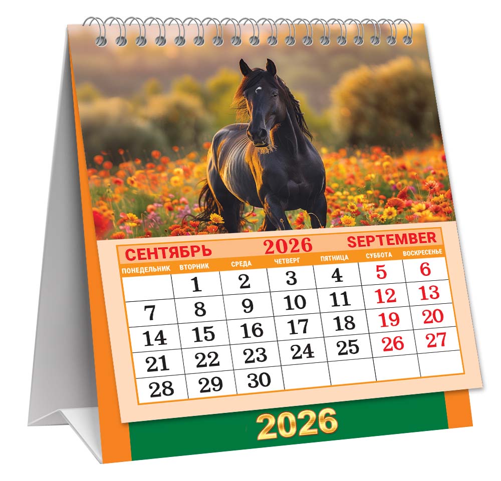 Календарь настольный 2026 130х110 "символ года. конь в яблоках"