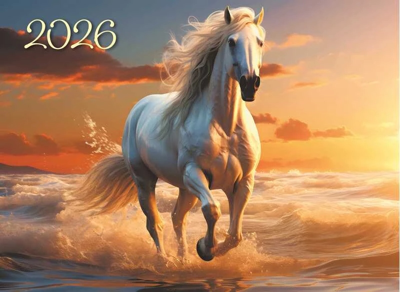Календарь настенный 3-блочный 2026 "год лошади. назакате" + бегунок