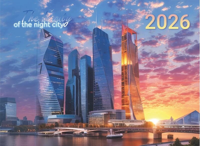 Календарь настенный 3-блочный 2026 "московский закат" + бегунок