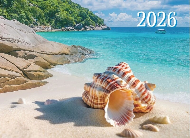 Календарь настенный 3-блочный 2026 "на берегу океана" + бегунок