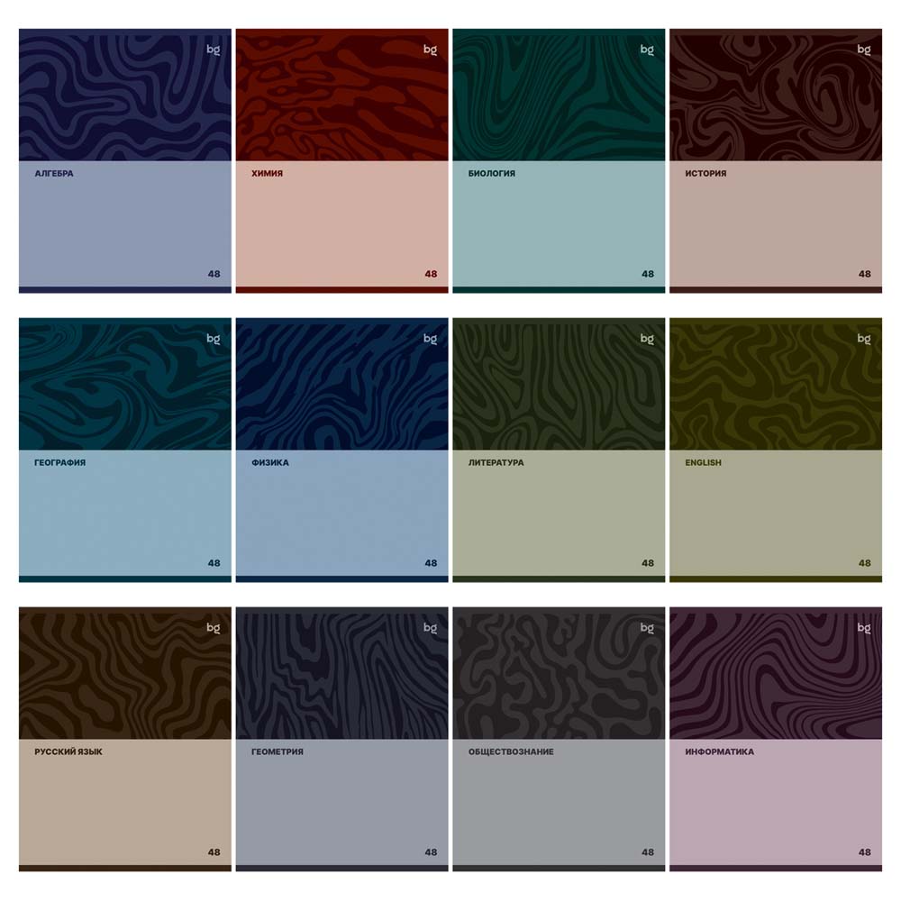 Тетради предметные "single colour" комплект 12шт. 48л. (bg)