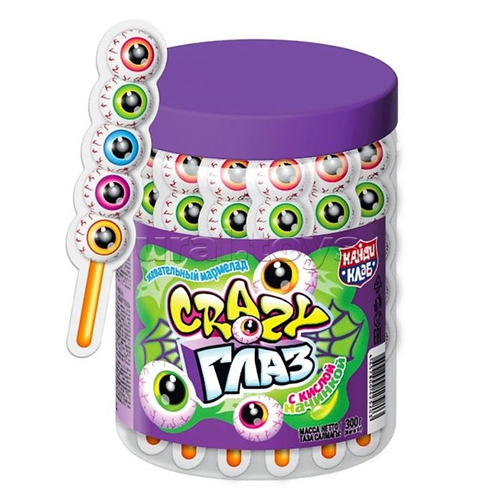 Жев. мармелад с кислой начинкой "crazy глаз" 10гр