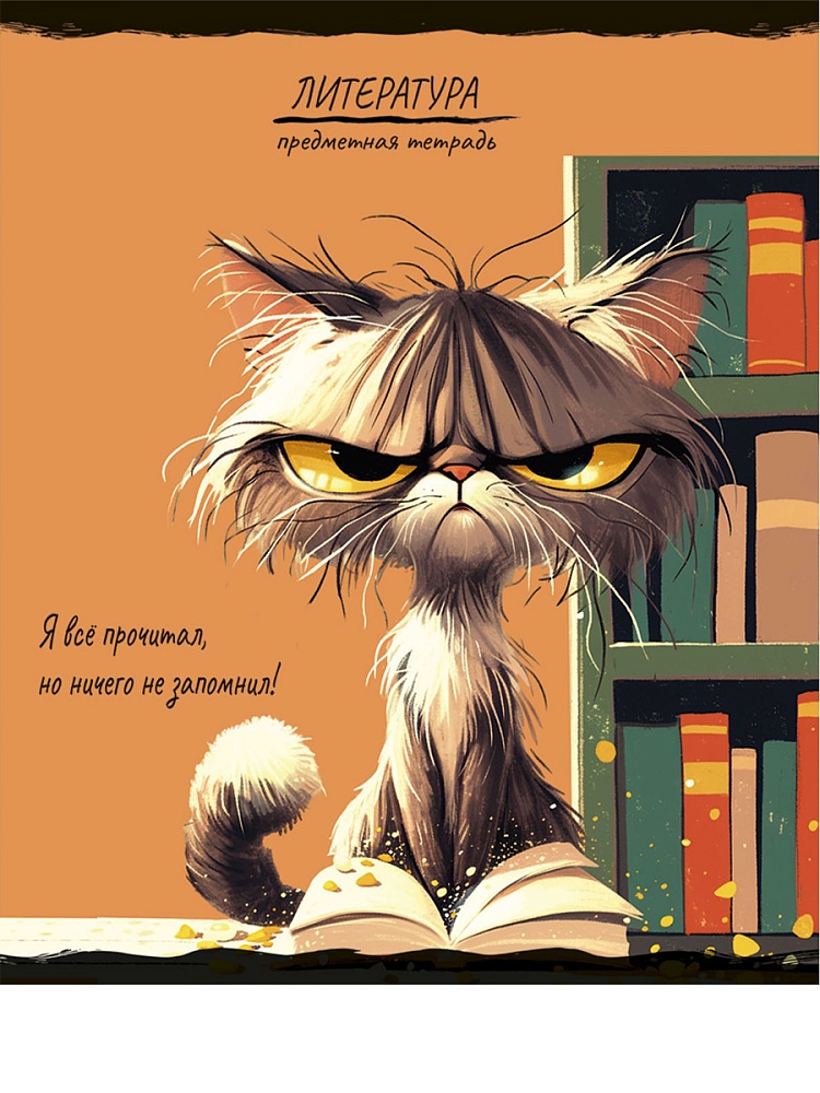 Тетрадь 48л. "про хвост" литература (проф-пресс) тиснение, холст