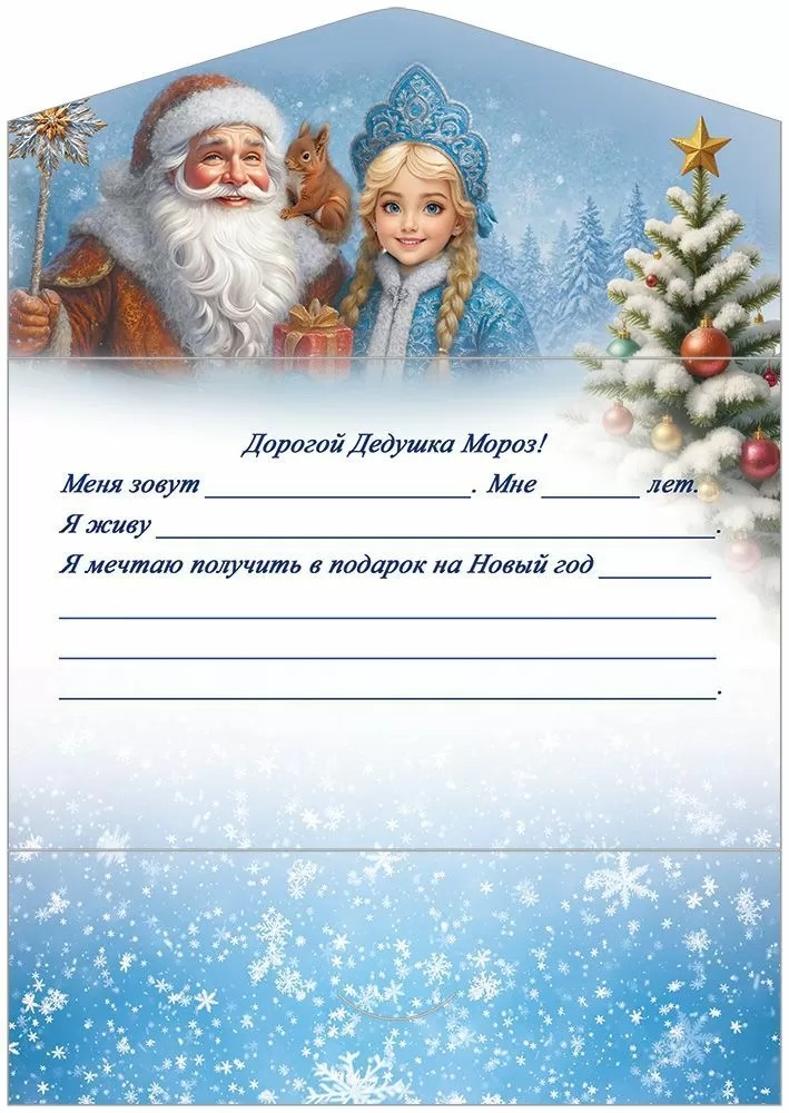 Письмо деду морозу 206х131мм лак текст