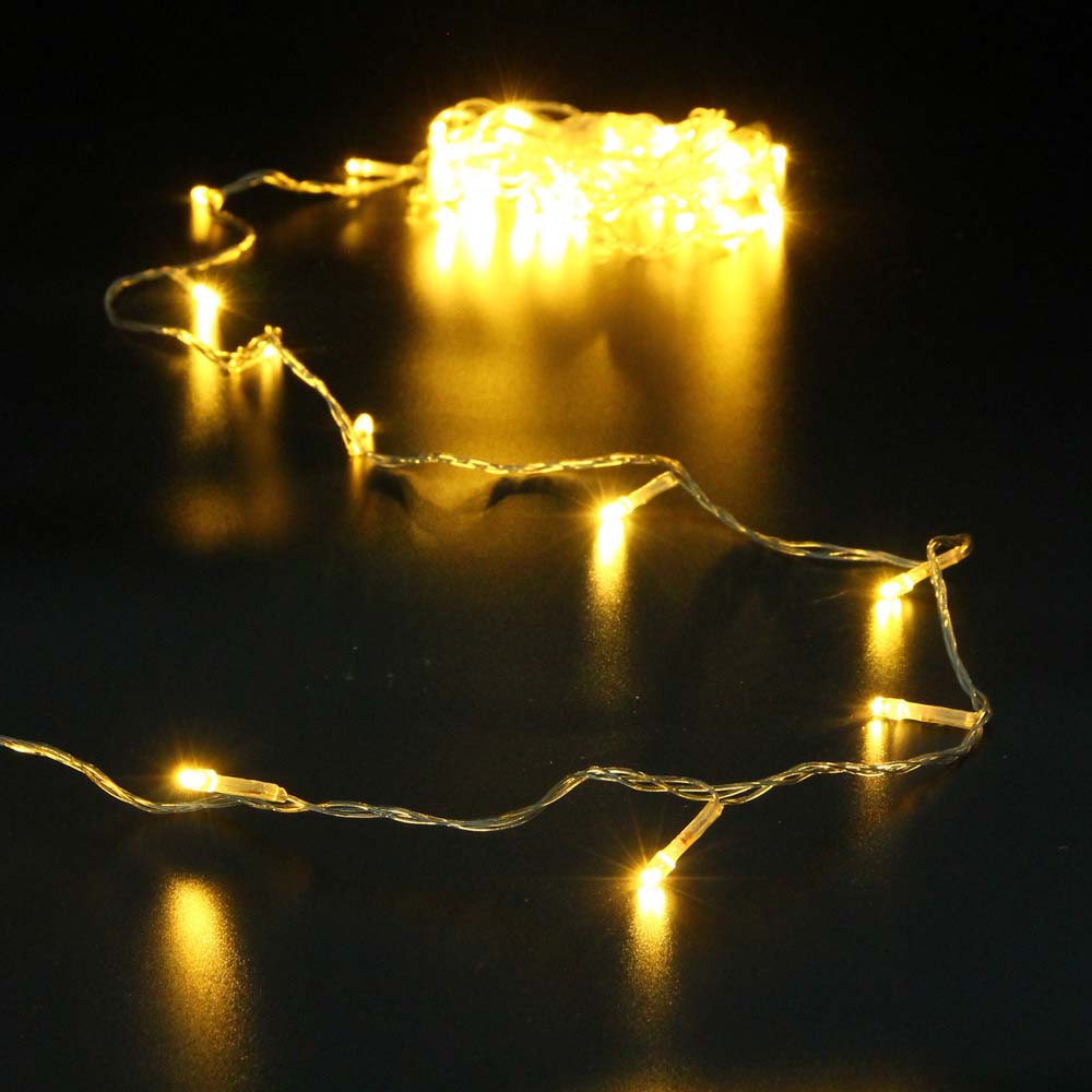 Гирлянда эл. led 50 ламп, 5,5м, 8р.,теплый белый, прозр.провод .