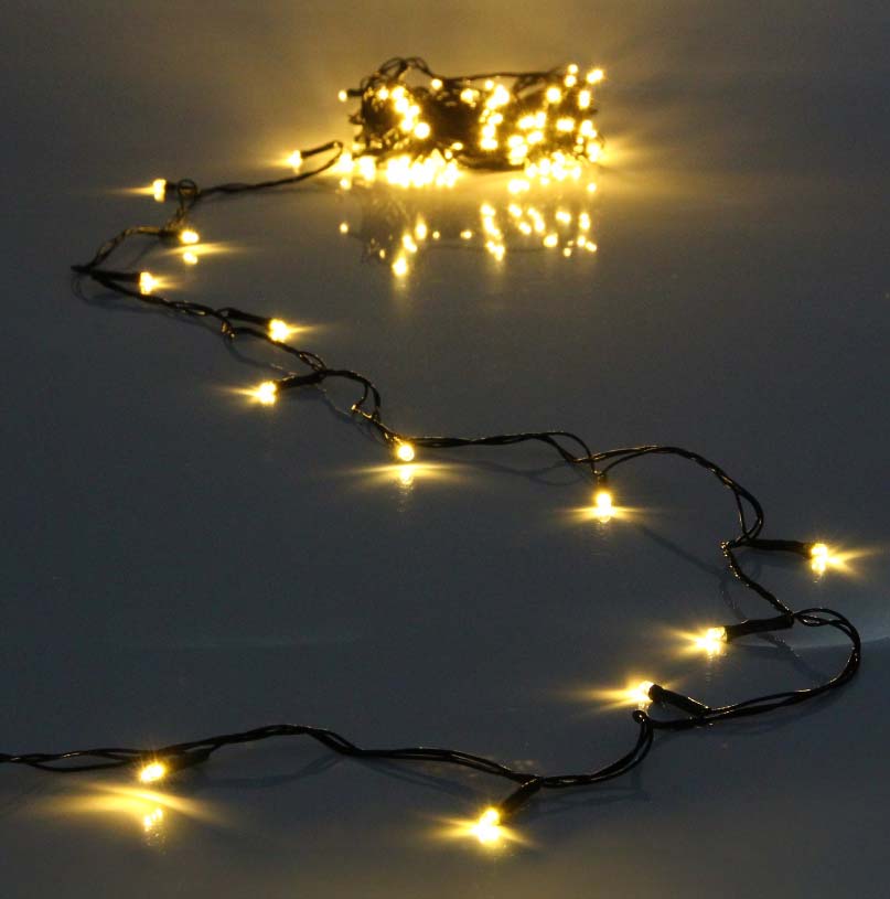 Гирлянда эл. led 80 ламп, 7,5м, 8р., теплый белый, зеленый.провод .