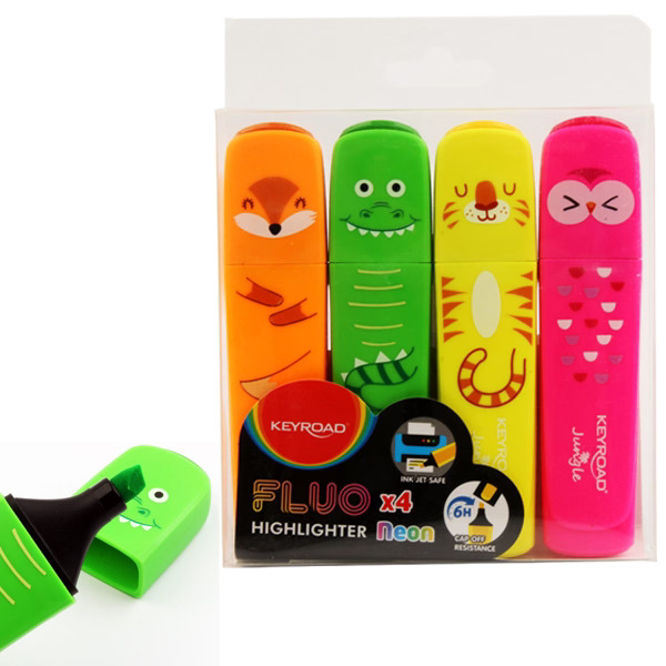 Маркер текстовый набор 4цв. keyroad "neon tatoo" резец 2,0мм-5,0мм