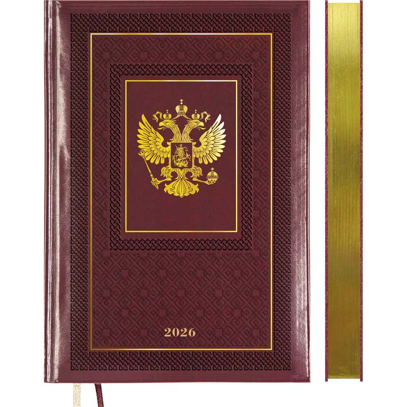 Ежедневник 2026 а5 devente "symbol" бордовый с золотым срезом,тонир.блок,кож.зам.