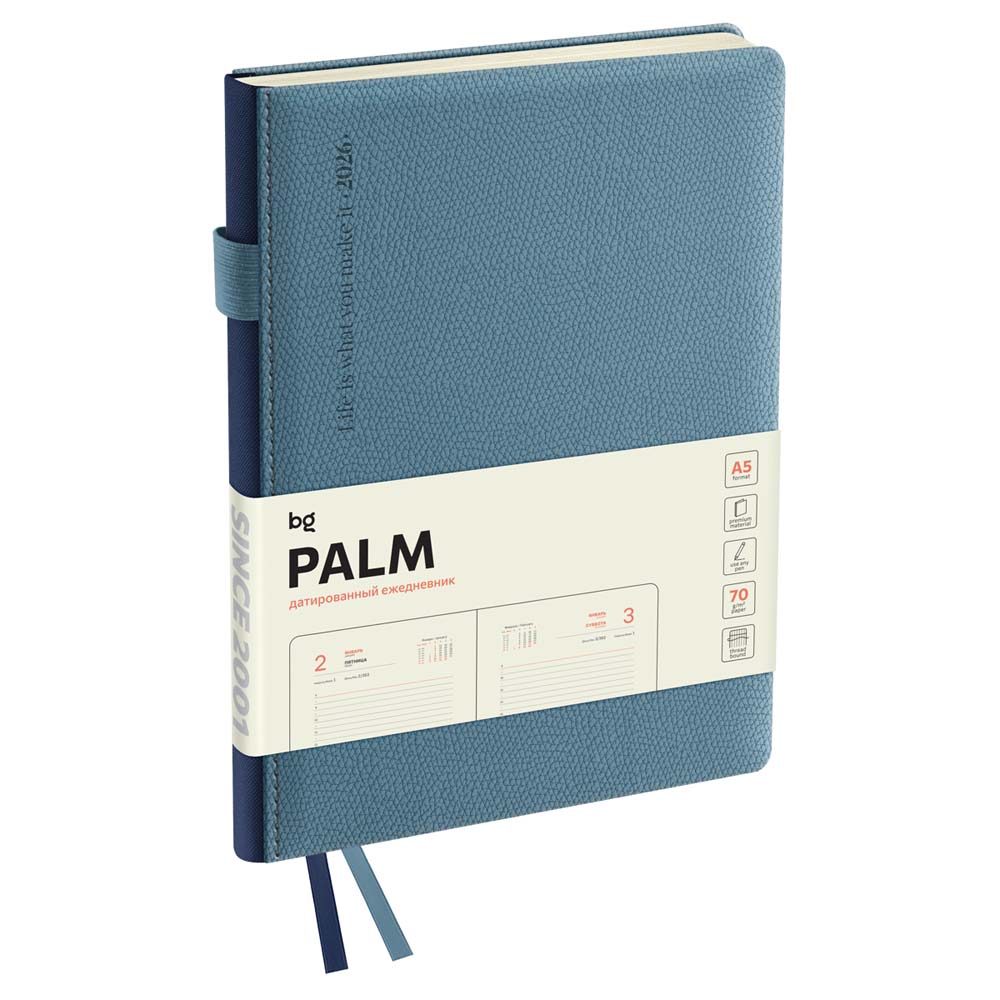 ежедневник 2026 а5 bg "palm. steel blue" голубой кож.зам. Ежедневник 2026 а5 bg "palm. steel blue" голубой кож.зам.