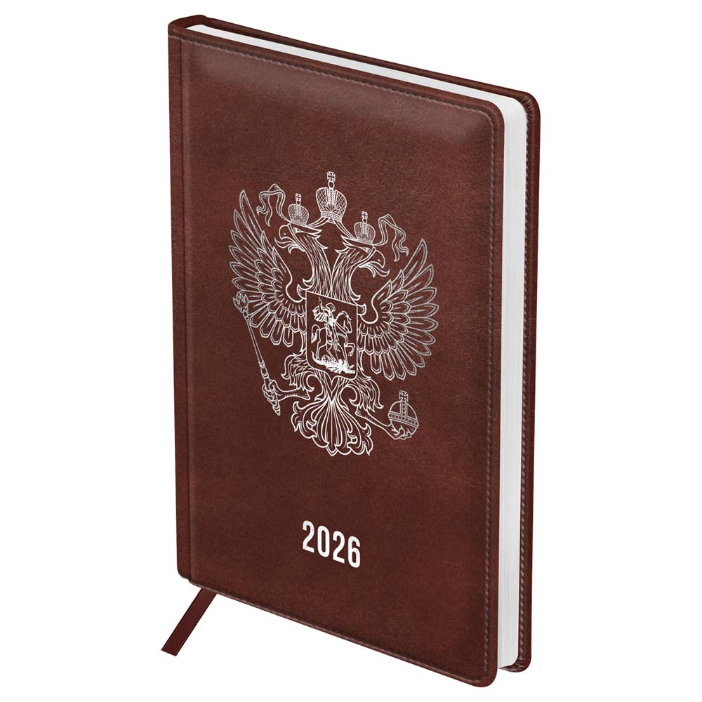 Ежедневник 2026 а5 bg "орёл" коричневый кож.зам.