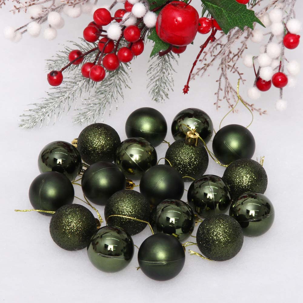 Набор шаров 04см 24шт "микс фактура" изумруд