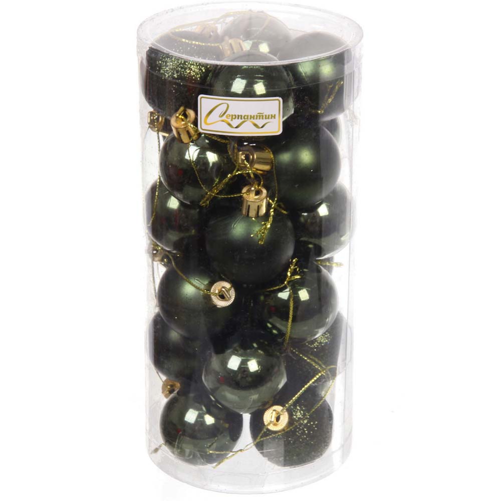 Набор шаров 04см 24шт "микс фактура" изумруд