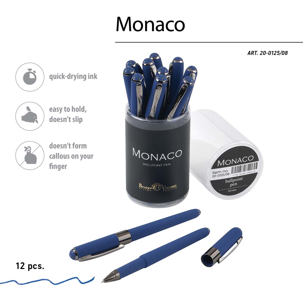 Ручка шар. "bruno visconti "monaco" 0,5мм синяя корп.синий
