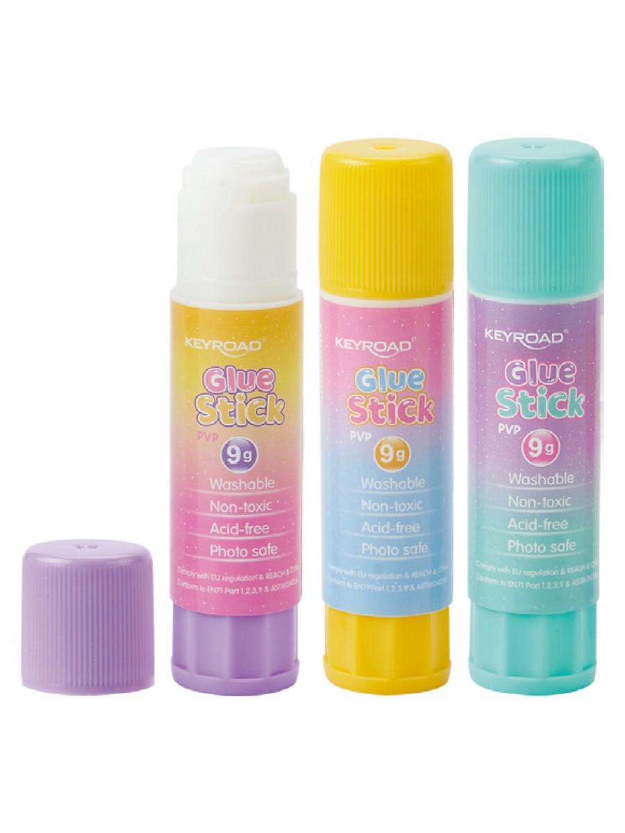 Клей-карандаш keyroad "pastel" 9г pvp асс-т