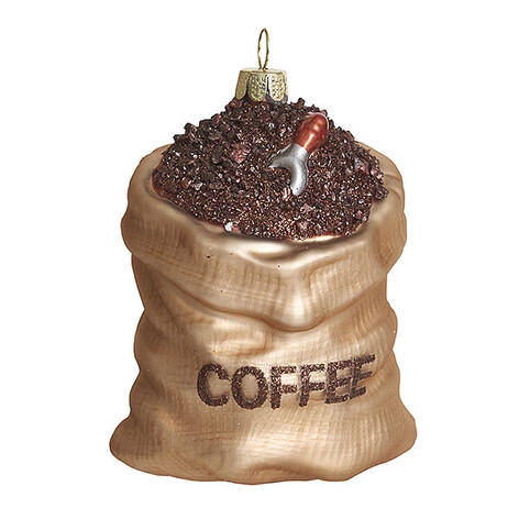 Украшение "мешок с зёрнами кофе" 7,5х5,5х9см (стекло) б/уп
