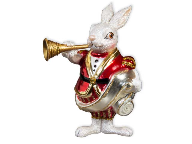 Украшение "белый кролик" 7х12,7см (стекло) б/уп