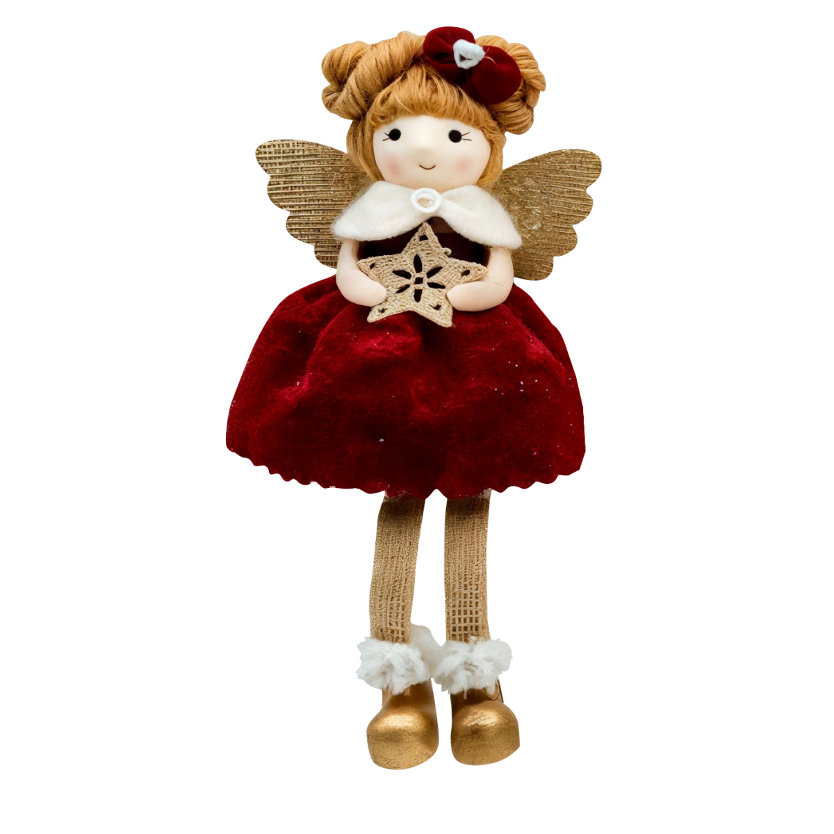 Украшение подвеска "девочка-ангел в бордовом" ткань 18см