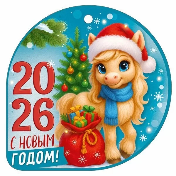 Бирка мини "с новым годом! 2026" 94х94мм текст
