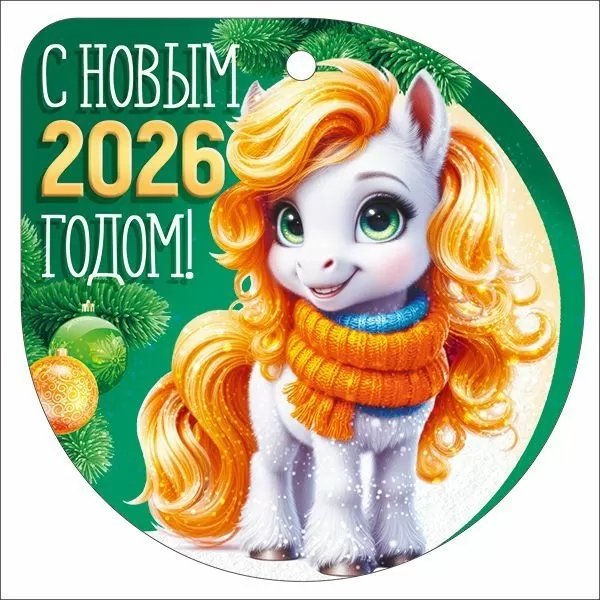 Бирка мини "с новым 2026 годом!" 94х94мм текст