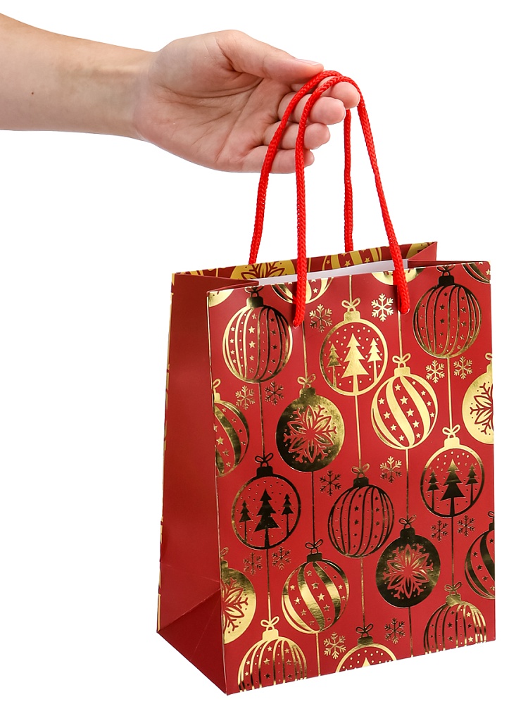 Пакет подарочный "золотистые шары" (18х23х10см)