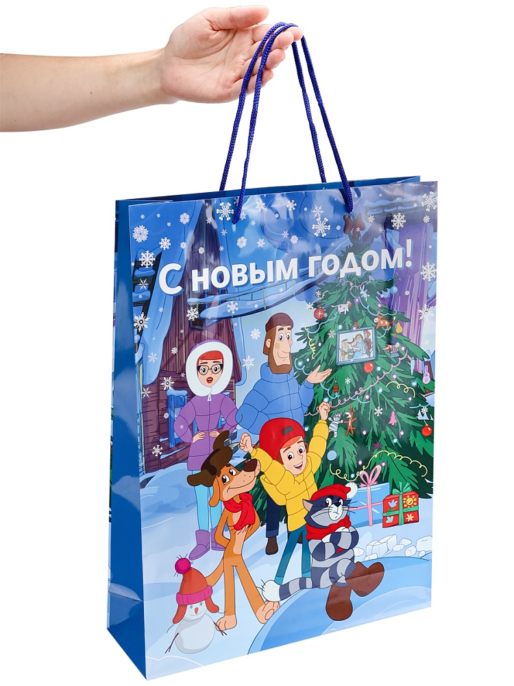 Пакет подарочный "новогодний котик" (32,4х44,5х10,2см)