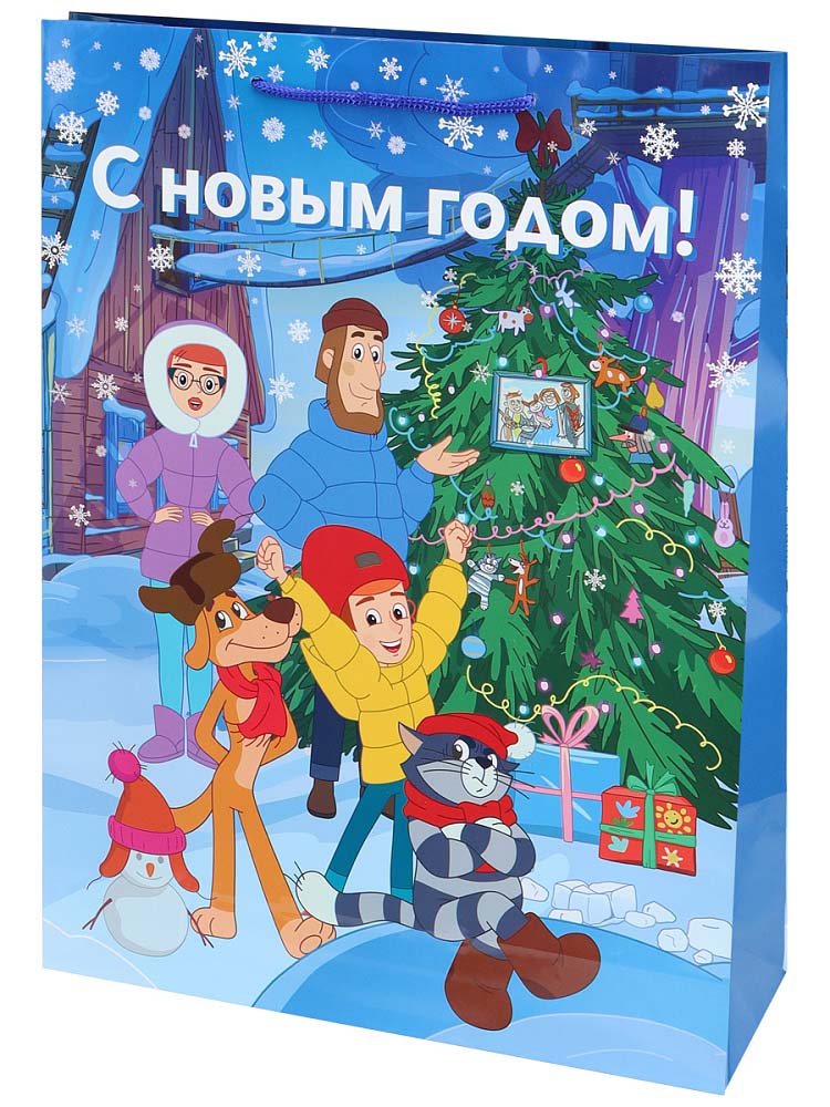 Пакет подарочный "новогодний котик" (32,4х44,5х10,2см)