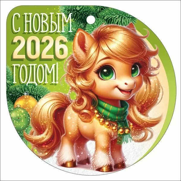Бирка мини "с новым 2026 годом!" 94х94мм текст