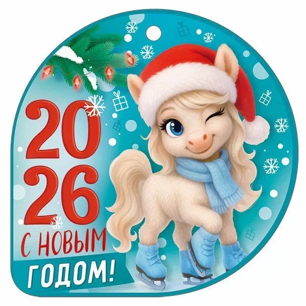 Бирка мини "с новым годом! 2026" 94х94мм текст