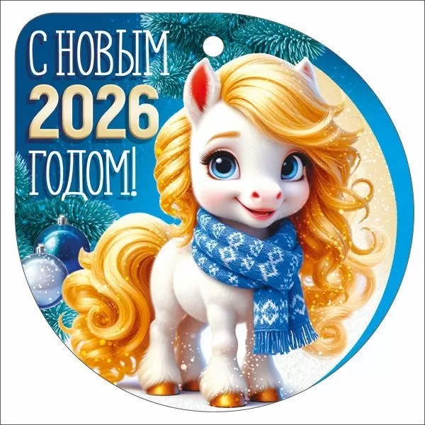 Бирка мини "с новым 2026 годом!" 94х94мм текст