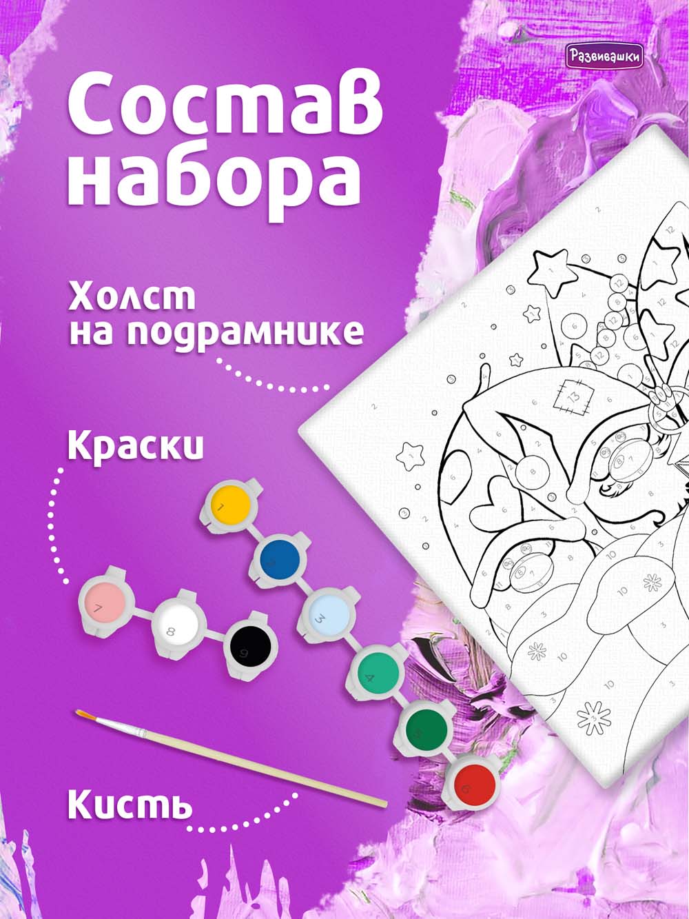 Набор д/творч. картина по номерам 20х20см "гномы"