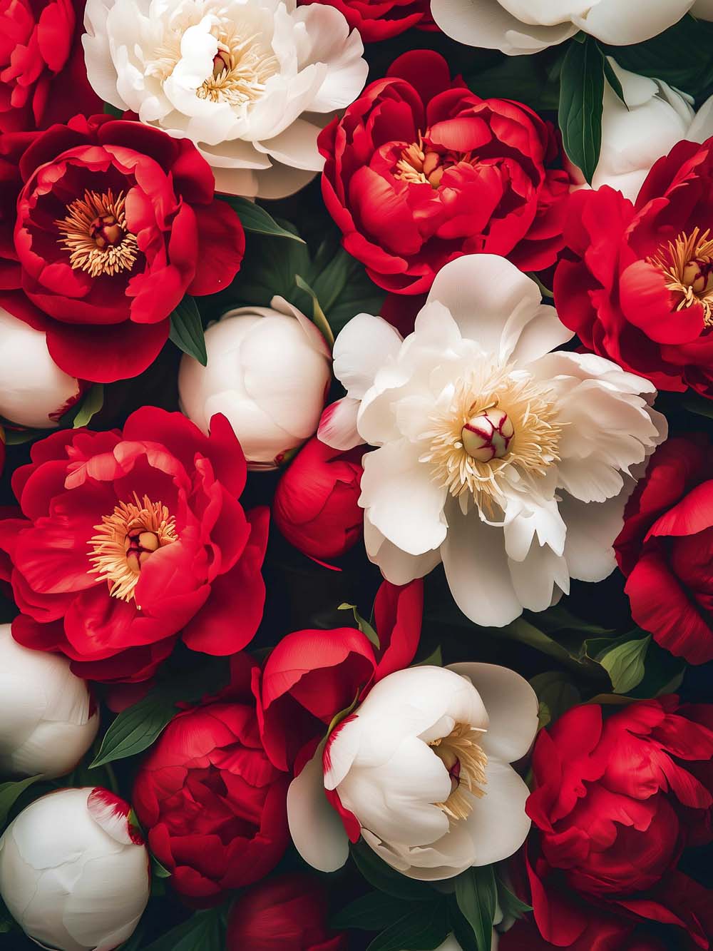 Набор д/творч. алмазная мозаика 30х40см "красные и белые пионы"