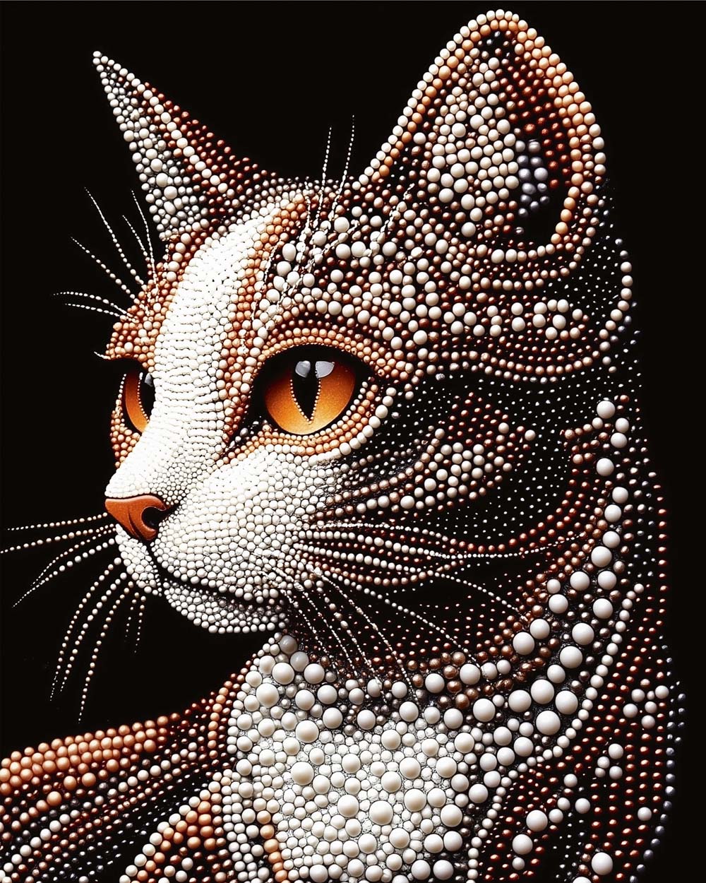 Набор д/творч. алмазная мозаика 40х50см "жемчужная кошка"