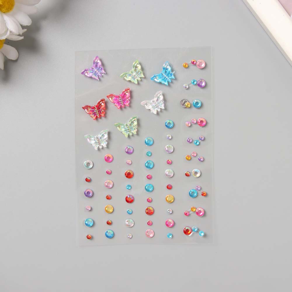 Наклейки стразы "полёт бабочки" асс-т