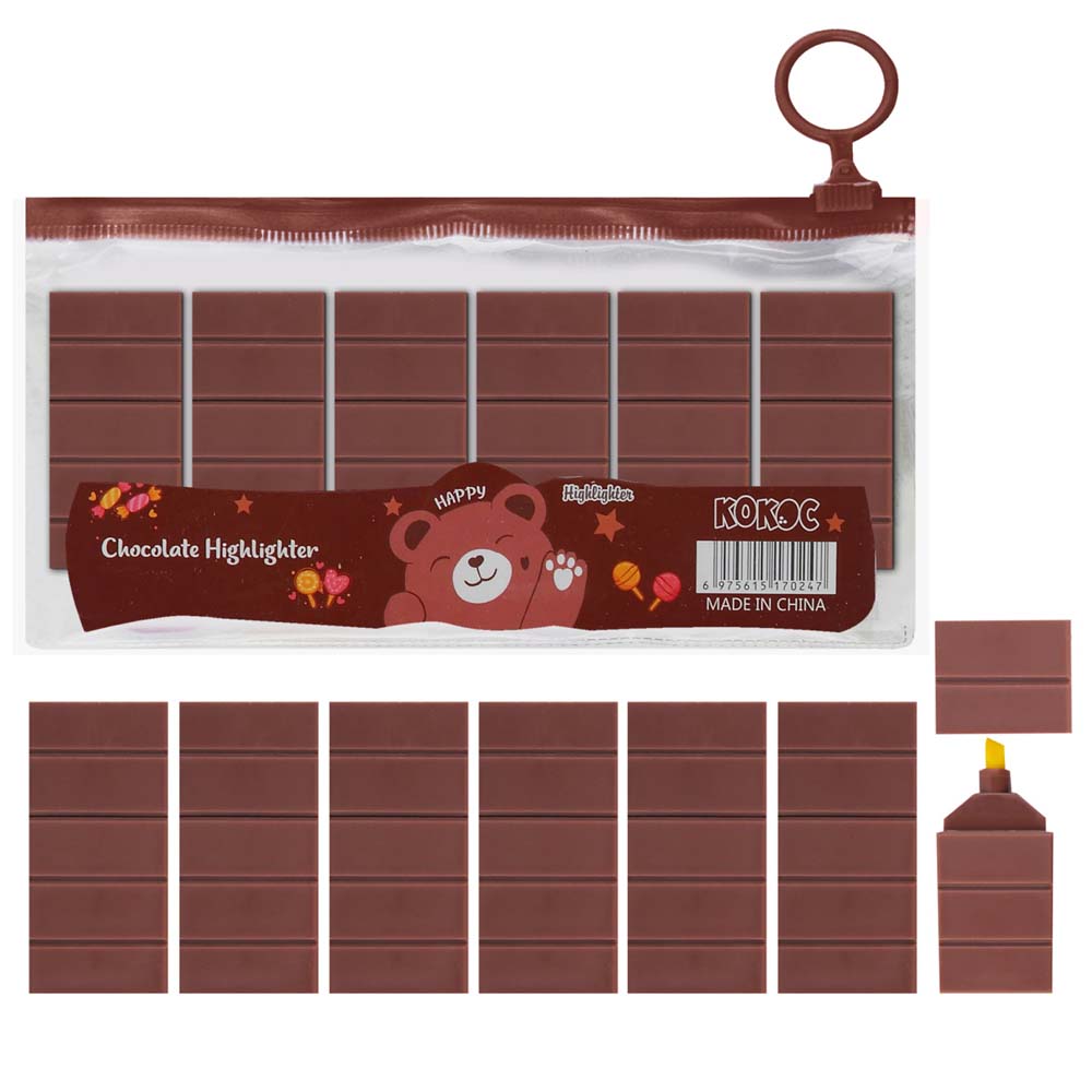 Маркер текстовый набор 6цв. кокос "chocolate" резец 1,0мм-4,0мм