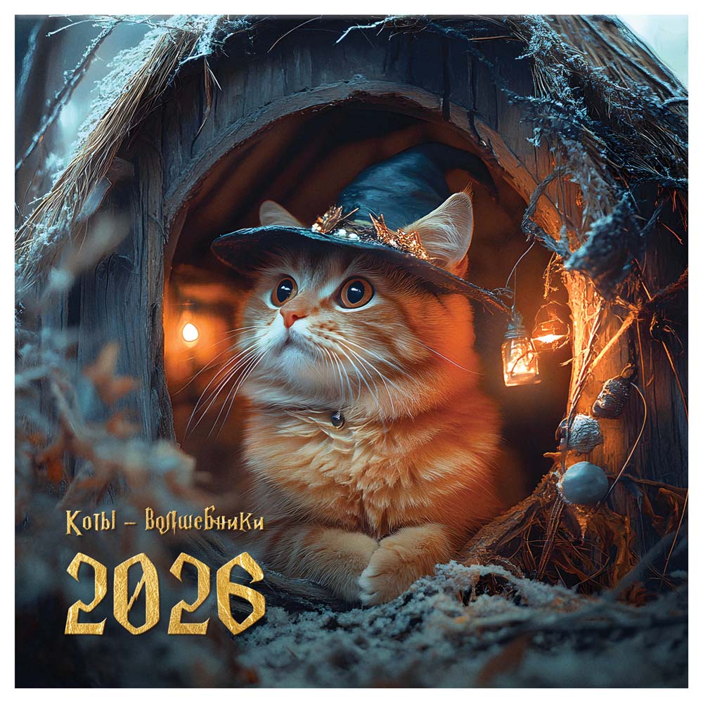 Календарь настенный перекидной 2026 23х23 12л. "коты"