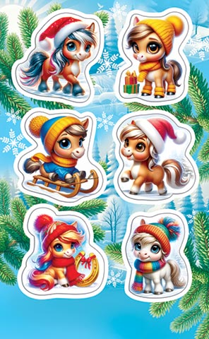 Наклейки "год лошади" (бумага) 9,8х15,9см