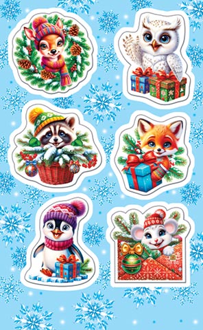 наклейки "новый год" (бумага) 9,8х15,9см Наклейки "новый год" (бумага) 9,8х15,9см