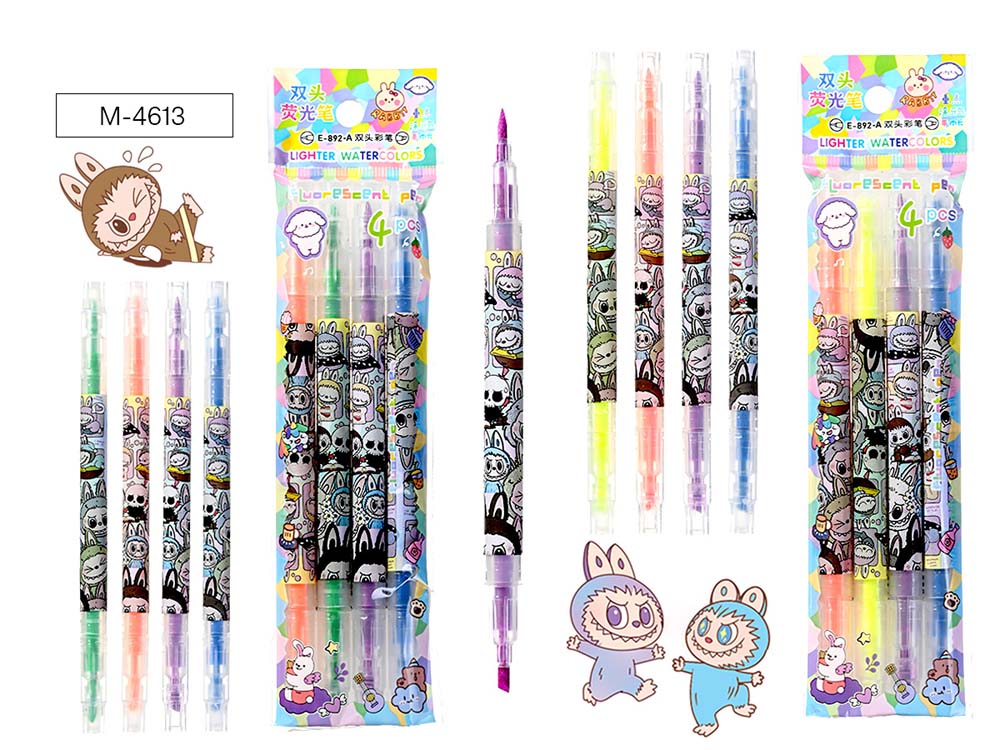 Маркер текстовый набор 04цв. "зубастик" конус/резец 1,0мм-3,0мм