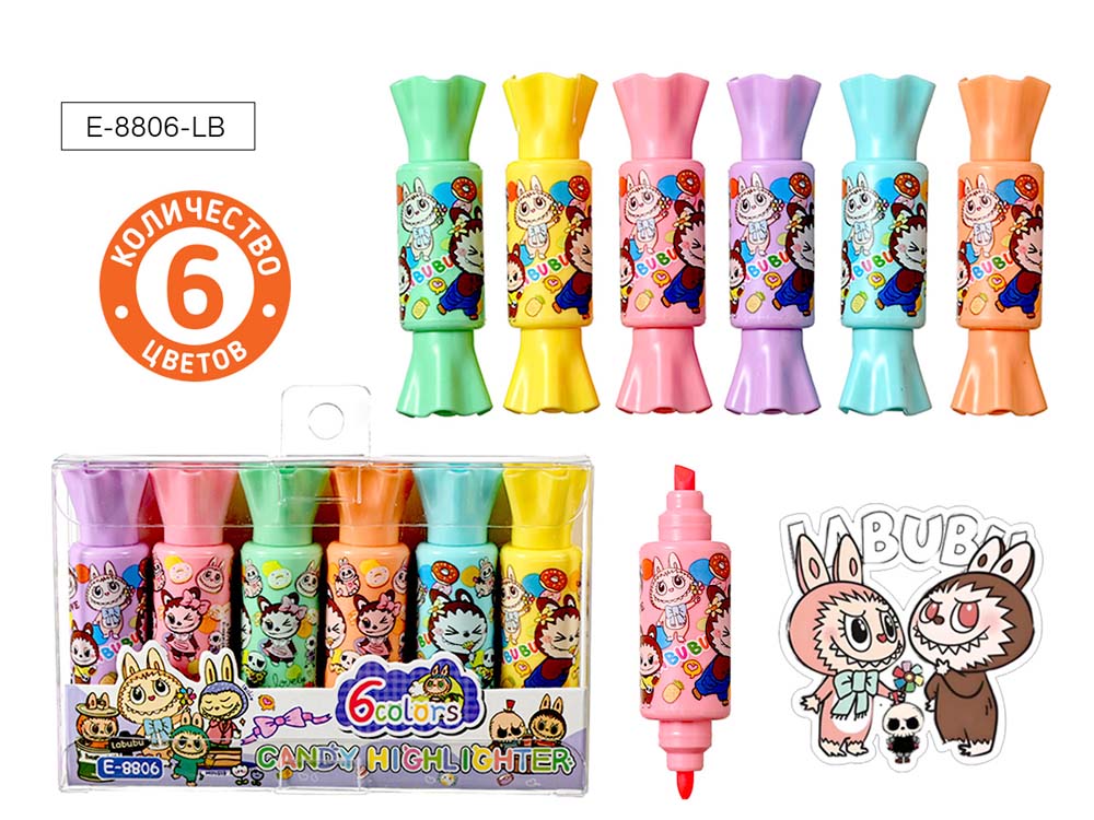 Маркер текстовый набор 6цв. "зубастик" конус/резец 1,0мм-4,0мм