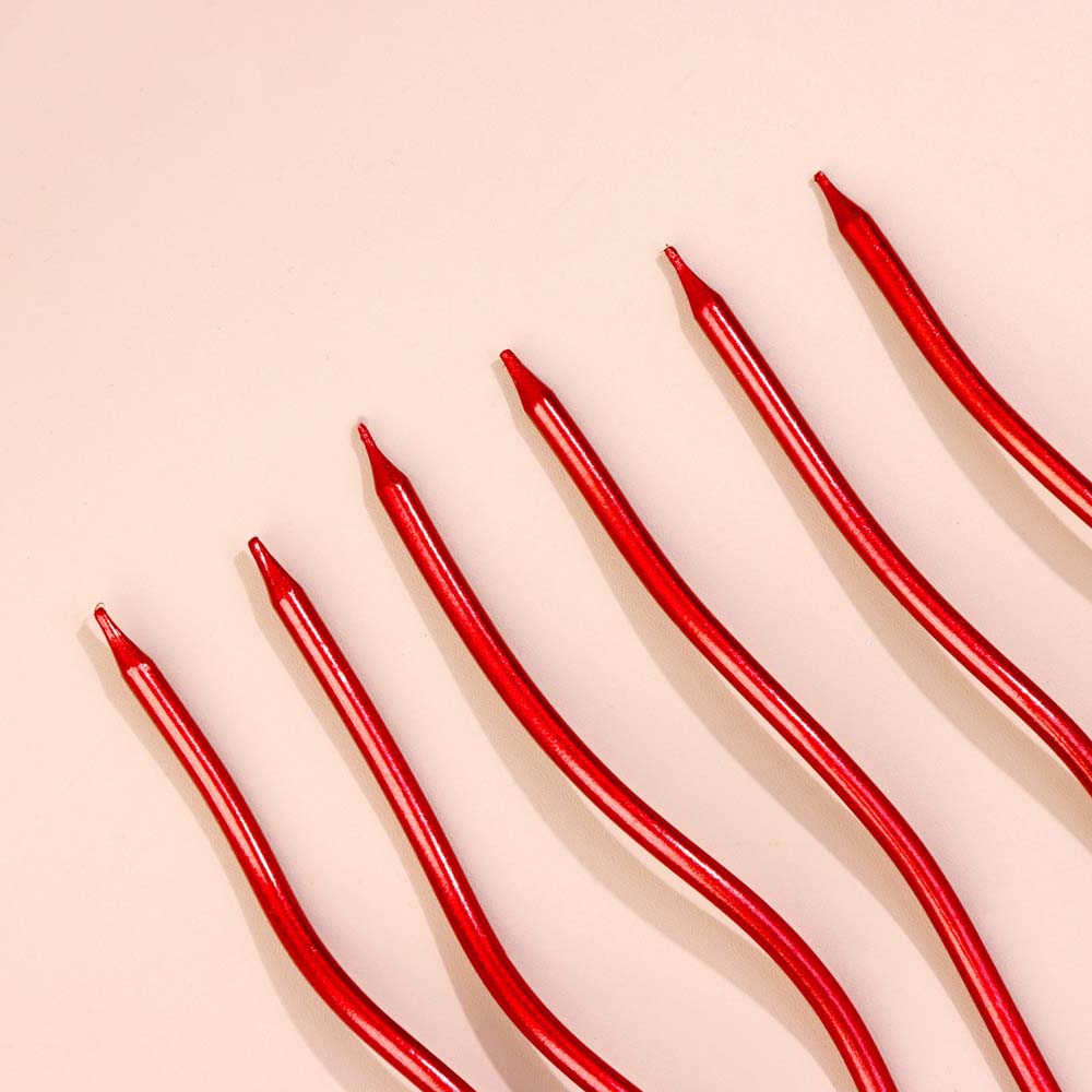 Набор свечей для торта 6штх12см "серпантин" рубиновые